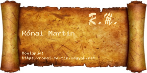 Rónai Martin névjegykártya